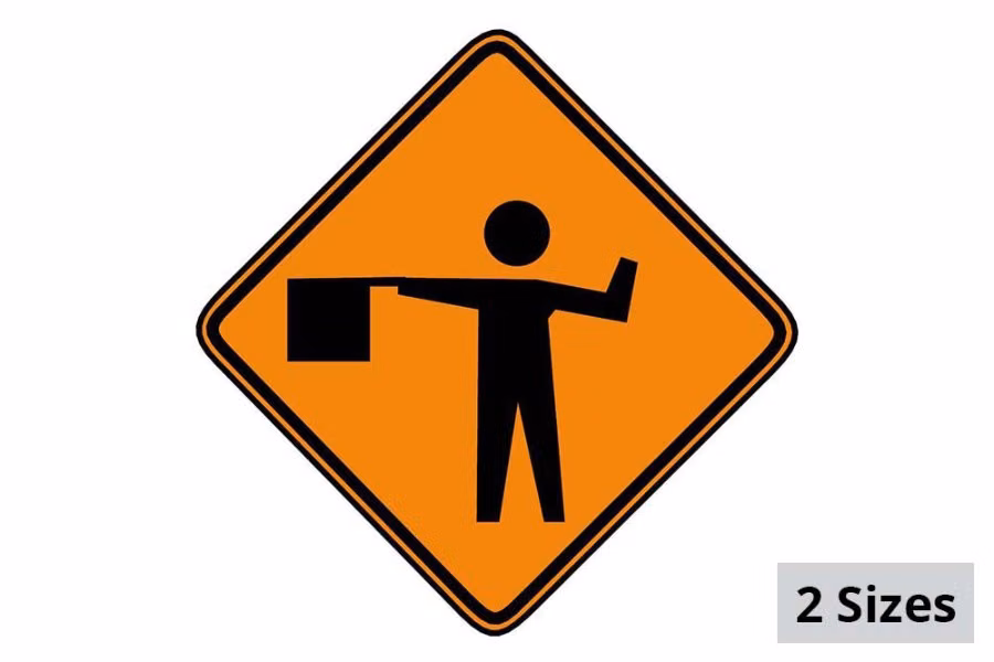 Sign and Safety Equipment Orange Flagger Symbol Roll-Up Sign