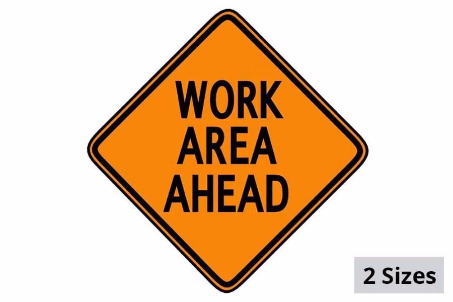 Sign and Safety Equipment Orange "Work Area Ahead" Roll-Up Sign
