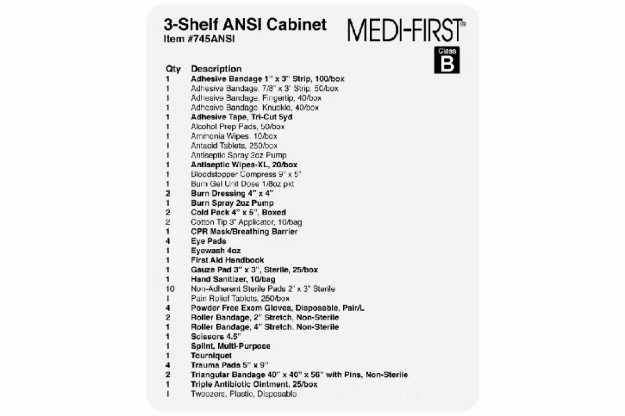 5628-medique-3-shelf-ansi-class-b-first-aid-cabinet-1.jpg Medique 3-Shelf Ansi Class B First Aid Cabinet