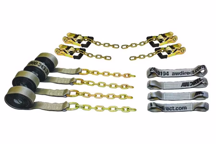 AW Direct Tow Pro 8-Point Tie-Down Kit with Chains and Gradual Release Ratchets