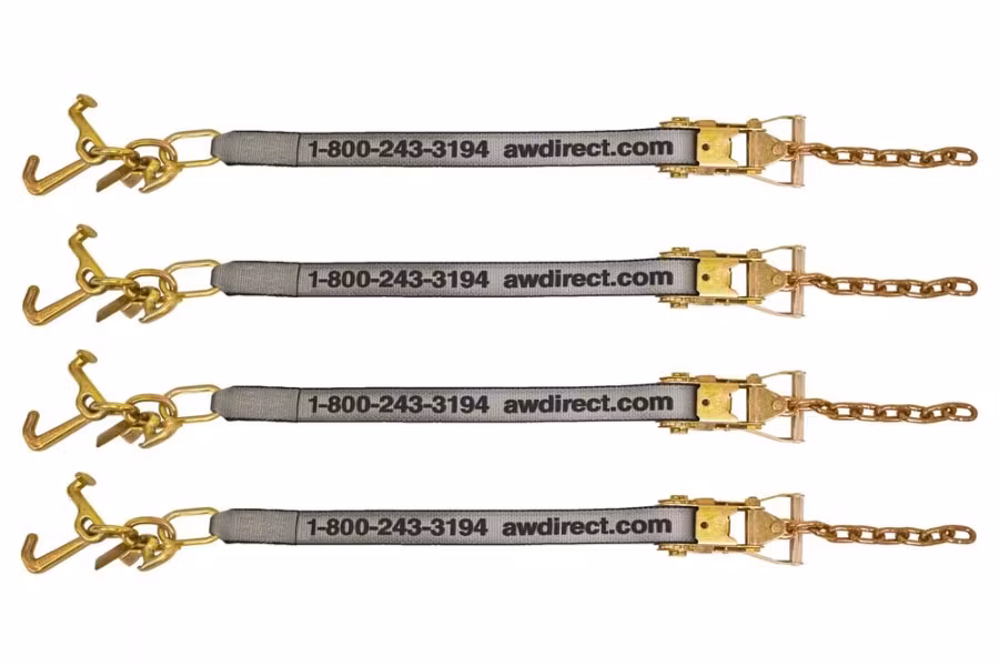 AW Direct Tow Pro 4-Point Tie-Down w/ Cluster and Wide Handled
Ratchets w/ Chains