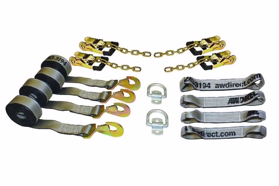 AW Direct Tow Pro 8-Point Tie-Down System with Snap Hooks, Gradual Release
Ratchets with Chains and Delta Rings