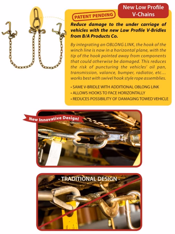 B/A Products Low Profile V-Chain Assembly with R / T / Mini J Hooks