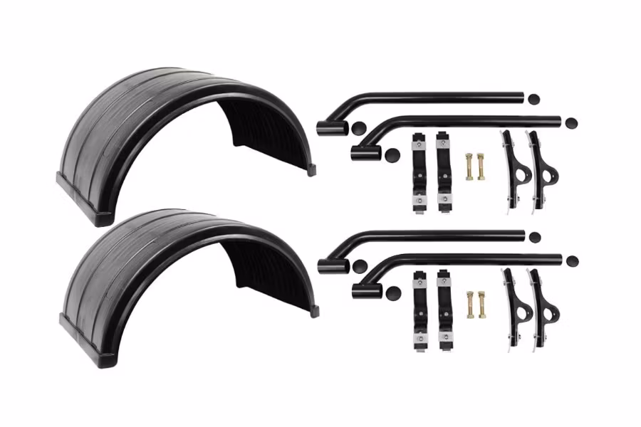 Buyers Wheels up to 24-1/2" Ribbed Poly Rear Half Fender Set W/ Mounting Kit