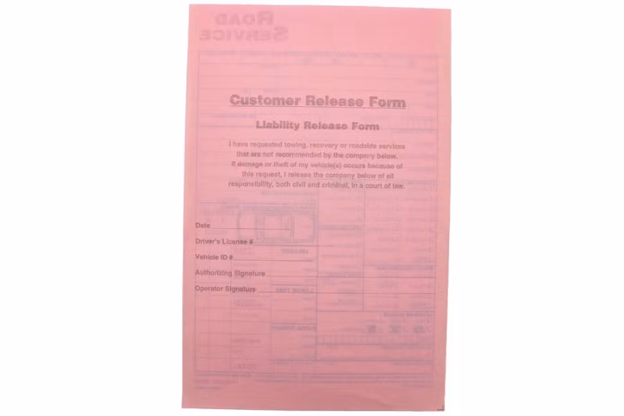Custom Road Service Register Form Tickets